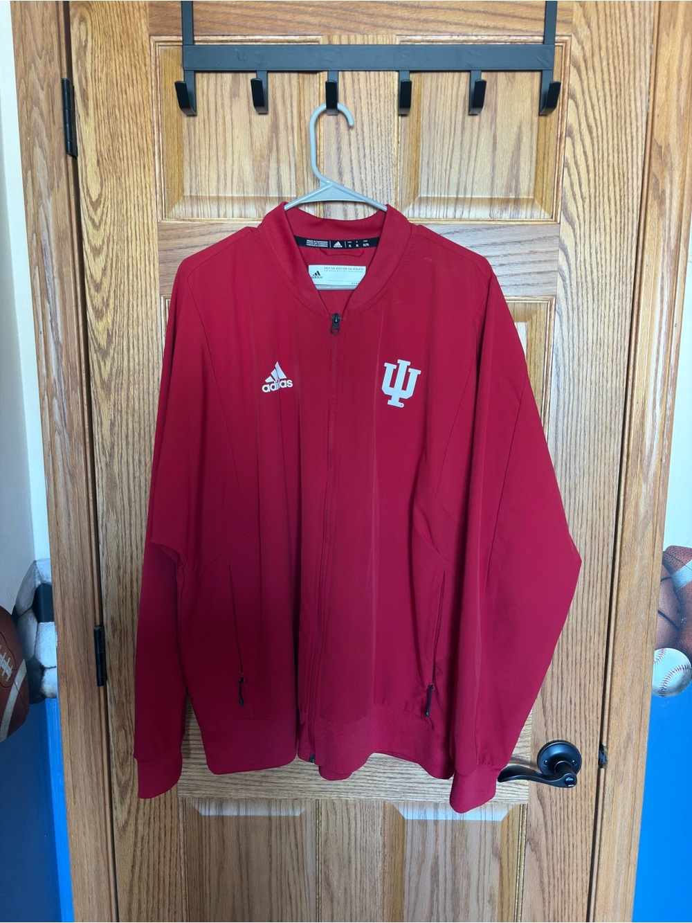 adidas Red Indiana University Lightweight Full-Zip Jacket